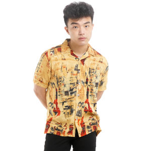 Kemeja Pria Lengan Pendek Rayon Hawaiian Shirt Kemeja Pantai Santai Casual Keren