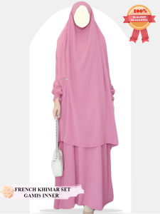 Gamis Syari Set Cadar Rumaisha syari gamis inner SET + frenchkhimar + Cadar Tali Premium Busui Lengan Karet Smoke Gamis Syari Set Cadar Terbaru Lebaran 2024 Seragam Couple Keluarga Ibu Anak Umroh Haji Grosir