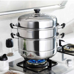 Panci Steamer Kukus Stainless Tebal Panci Kukus Steamer 2 Susun Tutup Kaca Panci Dimsum Somay Bakpao