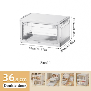 【BUY 1 TAKE 1】115L Three Doors Plastic Storage Box With Wheels Side-Open Folding Transparent Waterproof Clothes Wardrobe