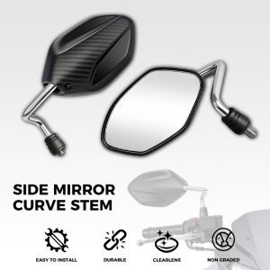 Side Mirror For Motorcycle Honda/Yamaha Curved Stem For Mio i 125 Sporty Clear Lens No Grade V2