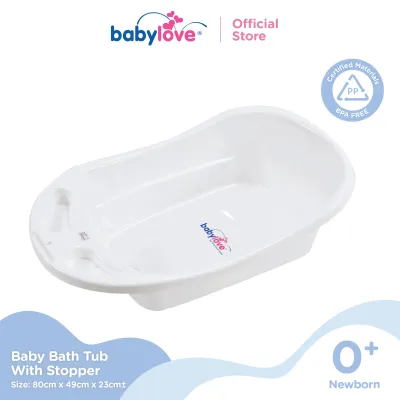Babylove Tab Mandi Bayi dengan Stopper & 2 Holders | (80cm x 49cm x 23cm)