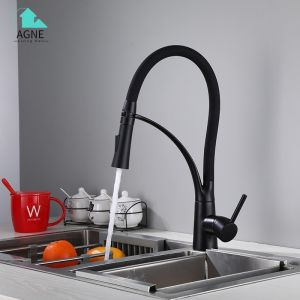 Kitchen Faucet Soft Black Nylon Hose with Bracket