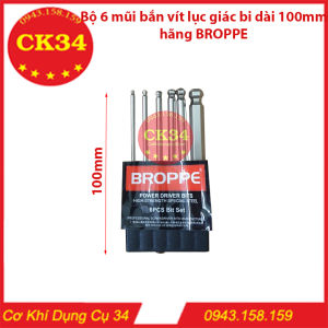 Bộ 6 đầu lục giác bi bóng dài 100mm hãng BROPPE dành cho khoan máy bắn vít