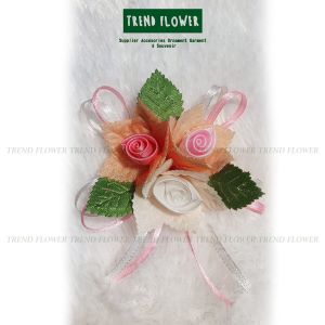 Bunga Salem Peach Cantik Daun Tiga Lancip per - 12 pcs Aksesoris Hiasan Souvenir Hampers