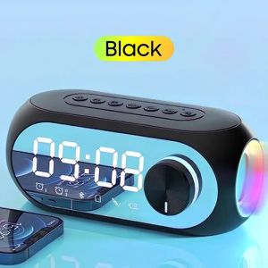 Alarm Clock Radio FM Speaker Portable Subwoofer Sound Music WirelessWoofers Lamp Column