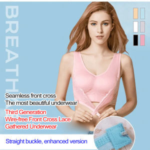 Womens Bra Adjustable Lingerie Set Cross Buckle Gathered