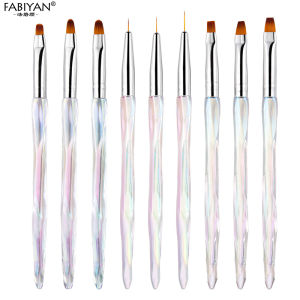 Aurora Gradient Nail Art Brush Round  Flat Head UV Gel Brush Nail Art Design Set Line Grid Drawing Painting Pen Manicure Tools