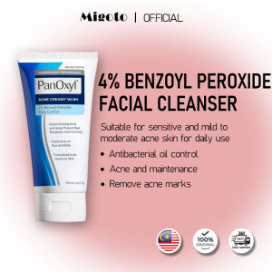 PanOxyl 4% Benzoyl Peroxide Acne Creamy Wash Gentle Daily Control Cleanser For Sensitive Mild to Moderate Acne Antibacterial Oil Control Prevent Breakouts Reduce Acne Marks Dermatologist Recommended Face & Body Acne Treatment Malaysia Ready Stock
