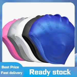 Sports🚴🏻♀️ Người Lớn Đàn Hồi Cao Mũ Bơi Người Đàn Ông Phụ Nữ Không Thấm Nước Hồ Bơi Mũ Bảo Vệ Tai Dài Tóc Lớn Silicone Lặn Hat