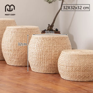 MEET COZY เก้าอี้ ขนาด22/32H วัสดุธรรมชาติ เบาะรองนั่ง สตูลเตี้ย # 1 B-D801