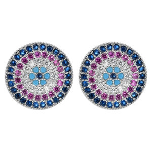 SEQUITO Simple Style Women Ear Jewelry White Gold Plated Micro Paved Blue Red White AAAAA Zirconia Trendy Daily Party Round Stud Earrings SE935