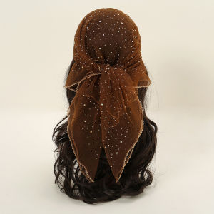 Cross-Border Hot Sale New Rhinestone Headscarf Silk Scarf Womens Elegant Veil Head Wrap Sequin Hijab Square Scarf High Quality