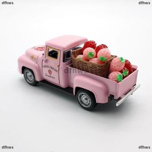 [COD] dfhws รถบรรทุกแนววินเทจขนาด5นิ้วพร้อมสตรอเบอร์รี่ปลอมขนาดเล็กและลังไม้สำหรับตกแต่งฟาร์มถาดฉัตร