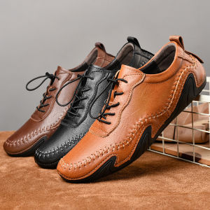 Handsome Classic Mens Flats Soft Bottom Material New Mens Leather Breathable Casual Leather Shoes Business Formal Shoes Driving Shoes Lazy Shoes Loafers&Slip-On Shoes For Men Handmade Four Seasons Shoes