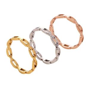 Cut Hollow Titanium Steel Chain Ring Womens Trendy Rectangle Chain Stainless Steel Index Finger Tail Ring