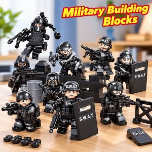 Happy Everyday.you Military SWAT Army Minifigures Building Blocks 8Pcs ABS Plastic Educational Toys For Kids Age 6+