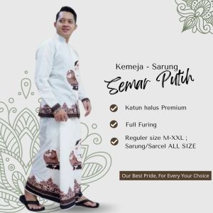 Setelan Koko Sarung Batik Lengan Panjang Fashion Muslim Pria Dewasa Terbaru Bahan Katun SEMAR