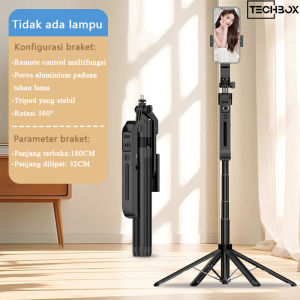 Tech Pelacakan Wajah Otomatis Tripod Selfie Stick 1.8m Gimbal Handphone Stabilizer 360 ° Stand 4-leg Tongsis dengan LED LAMPU Ganda Auto Face Tracking Tripod