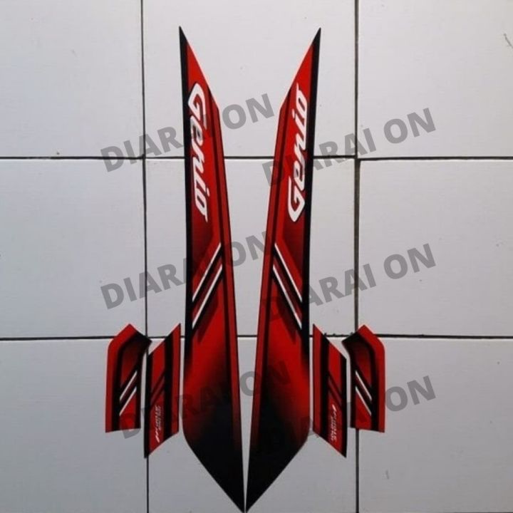 Striping Sticker Genio 110 ISS Hitam Merah Stiker Motor Genio 2019 ...