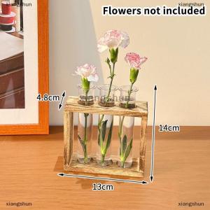 [COD] xiangshun 1 Bộ sáng tạo nhà máy thủy canh container với khung gỗ trong suốt Ống nghiệm bình Bonsai nhà máy tính để bàn trang trí thủ công mỹ nghệ