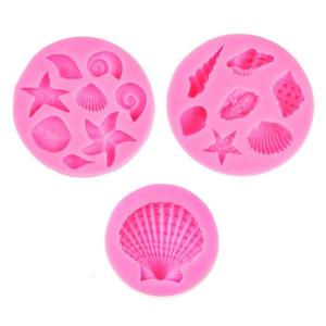Seashells conchs starfishes san hô khuôn nướng cho Tự làm bánh trang trí bánh cupcake biển chủ đề bánh kẹo mềm bằng Silicone khuôn