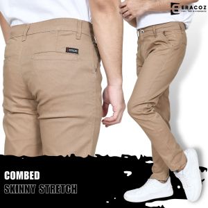 ERACOZ Celana Chino Panjang Pria Combed Stretch Skinny Fit Big Size Jumbo Mocha