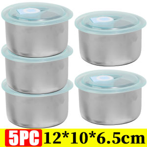 5/10 ชิ้น 304 กล่องเก็บอาหารในตู้เย็นสเตนเลส / กล่องข้าวทรงกลมกันรั่วพร้อมฝาปิด / กล่องข้าวเบนโตะพกพา / กล่องเก็บอาหารสดทนความร้อน