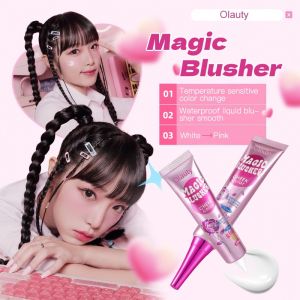Temperature-Sensitive Color-Changing Shimmer Liquid Blush Cream Natural Color Liquid Blush Long-Lasting Matte Silky and Delicate Blush Cream