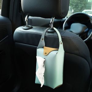 ESH63 PU Leather Leather Car Headrest Tissue Holder Vehicle Storage Car Organizer Leather Paper Towel Storage Truck Bag Universal Multi Use Foldable Car Tissue Box Cover Vehicle Decoration