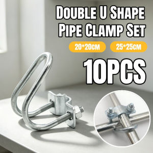 10Pcs Double U Shaped Clamp Special Shaped Pipe Buckle Screw Connector For Steel Pipe Fixing