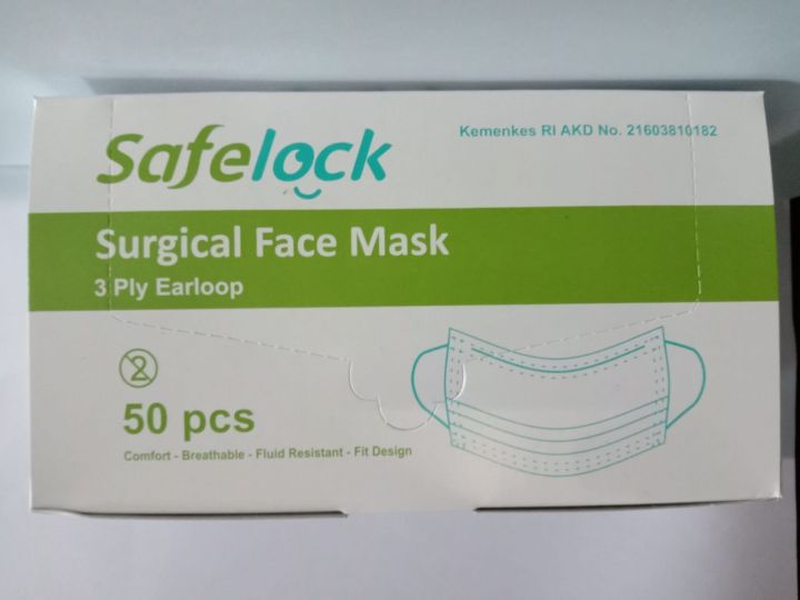 Safelock - Masker medis 3ply | earloop | isi 50 | Lazada Indonesia