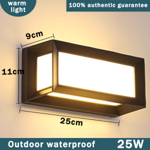 โคมไฟติดผนัง LED 25W โคมไฟกันน้ำกลางแจ้ง ไฟติดผนัง ไฟติดรั้วบ้าน กันน้ำ IP66 Wall Light ใช้สำหรับสวนตกแต่งทางเดิน