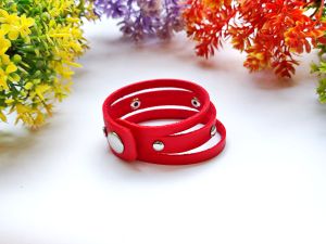 gelang kulit premium model 3 baris trendy pria dan wanita