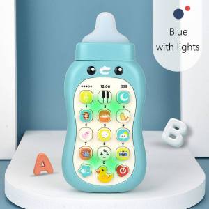 Intelligent Education Baby Cell Phone Musical Simulation Bottle Toy New born Baby Nibble Pacifier Teether Telephone Music Sound Machine For 1+ Years Old with lanyard Pretend Play Early Education