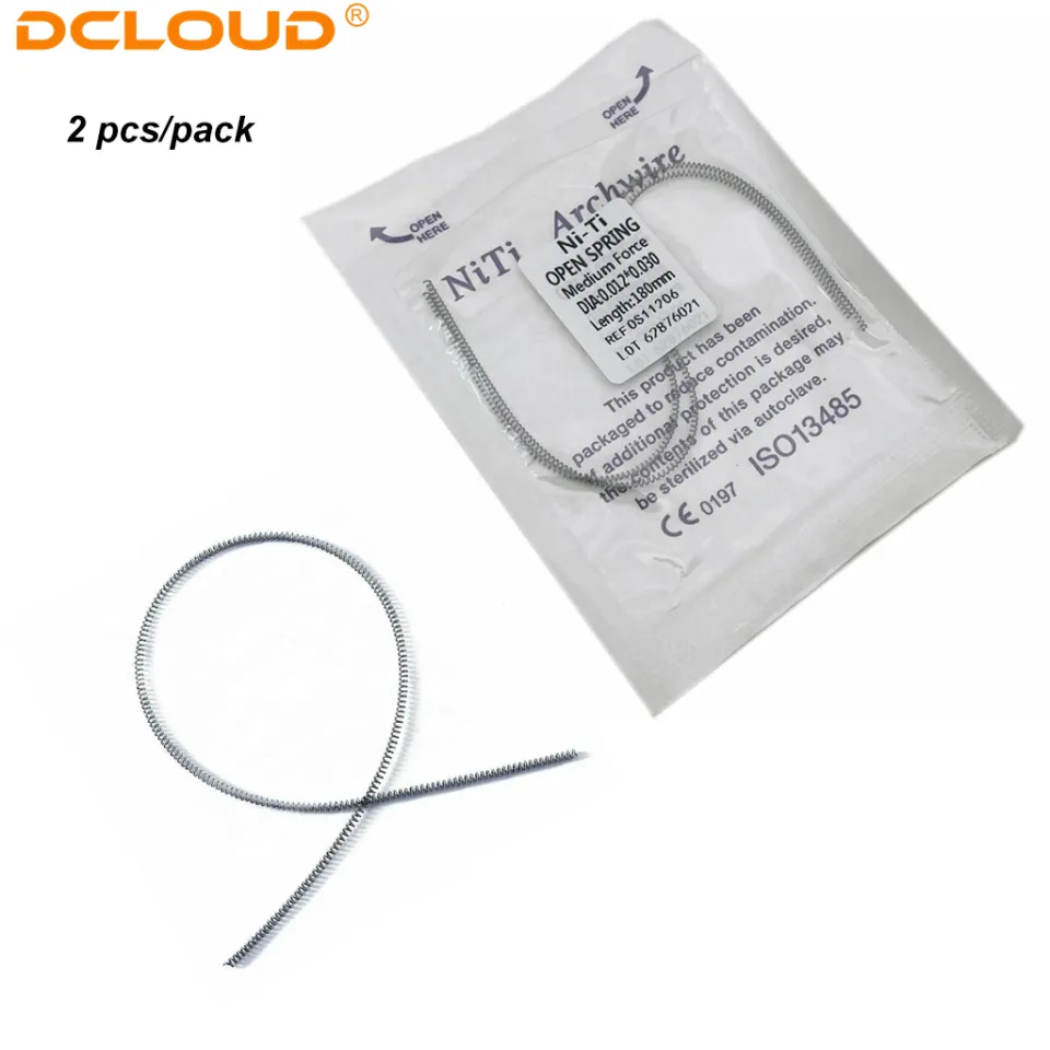 2 Pcs Dental Orthodontic Open Coil Springs - NiTi Alloy Medium Force 0.012x180mm