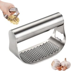 angy garlic chopper Garlic Chopper Garlic Press Rocker Comfortable Handle Stainless Steel Garlic Crusher Garlic Presser Silver Garlic Mincer Smash Garlic