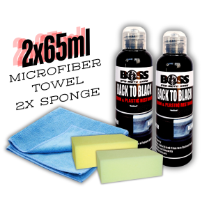 2PC 65ML BOSS BACK TO BLACK PLASTIC RESTORER TRIM RESTORER ULTIMATE BLACK PLASTIC TRIM RESTORER