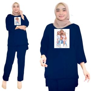 Setelan Kaos Wanita Dewasa Oversize Ld 130 cm Bahan Babyterry Tebal dan Adem Gambar DTF Tangan 3/4 Celana Panjang One Set Wanita Dewasa Oversize Viral Setelan Dewasa Jumbo Set Baju Wanita Dewasa Big Size Stelan Baju Santai Cewek Setelan Terbaru 2023 MOMMY