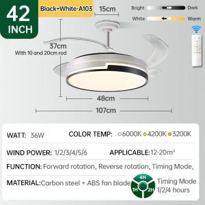 GOGEOUS ceiling fan with light new ceiling fan with led light 3 colors dimming 6 gear wind ceiling fan light with remote modern ceiling fan 5 blades big wooden ceilings fan chandelier with fan for living room dinning bedroom office