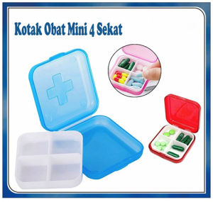 Kotak Obat Mini 4 Sekat / Wadah Kotak 4IN1 Tempat Penyimpanan Aksesor