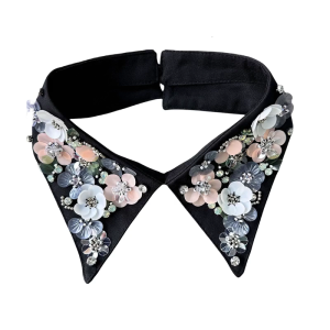 Elegant Embroidered Detachable Collar With Intricate Beadwork And Sequins For Womens Formal Attire
