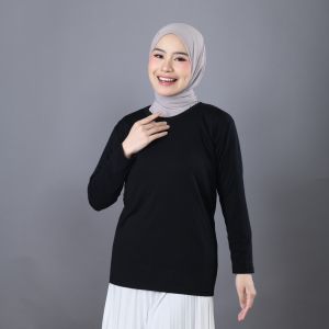 Mybamus Manset O-Neck Basic Tops Black M15512 R30S6 - Manset Tangan Panjang Wanita
