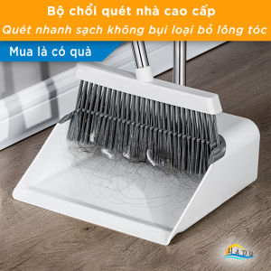 Bộ Chổi Hốt Rác Thông Minh CCKO Ki Hốt Rác Có Lược Gạt Tóc và Lông Thú Cán Dài Không Cần Cúi Lưng Lông Chổi Mềm Quét Sạch Bụi Mịn Gấp Gọn Cao Cấp