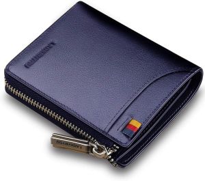 LAORENTOU Ví Nam Ví ngắn da Thật Đựng Thẻ Ví nam ví có khóa kéo Ví tiêu chuẩn thường ngày cho nam kèm hộp quà tặng