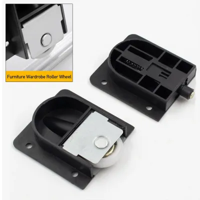Home Wardrobe Sliding Door Pulley Black Sliding Door Wheel Cabinet Pulley Hanging Wheel Wardrobe Furniture Hardware Door Rollers
