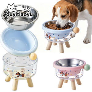 New Pet Bowl Drinking Feeding Cat Dog Food Bowl High-legged Non-Slip Neck Protection Feeding Dish Kucing