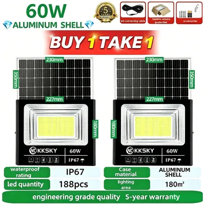 TOP SELLER [161.1K Sold] EEKOO Solar Lights BUY 1 TAKE 1 Heavy Duty Led Outdoor Flood Light Street Lamp with Panel Set IP67 Waterproof for Garden yard wall gate post Automatic With Remote control 5 Year Warranty