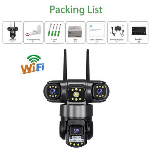 CCTV Camera V380 Pro 3 Lens 3 Screens Outdoor Waterproof IP Security Camera Connect Cellphone With Audio And Speaker no need internet Night Vision Auto Tracking Alarm