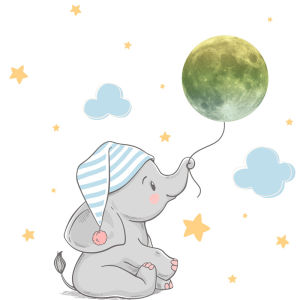 Elephant Moon Luminous Wall Stickers Baby Childrens Room Bedroom Stickers Home Decoration Decals Luminous Combination Stickers